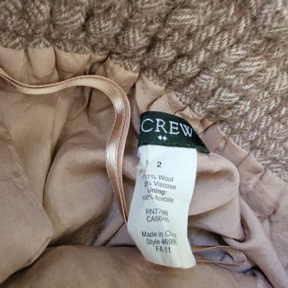 J Crew Womens Size 2 Pull-On Wool Blend Skirt Brown Herringbone OfficeCore - Picture 7 of 8